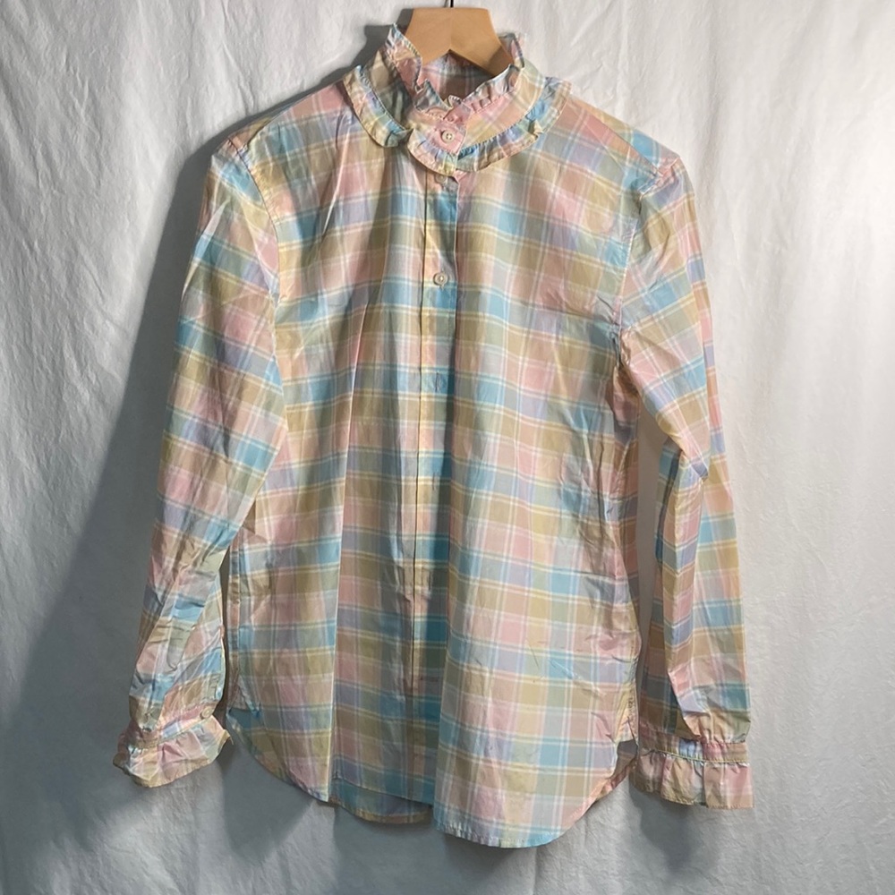 J Crew Classic cotton and silk western prairie blouse pastel S shirt